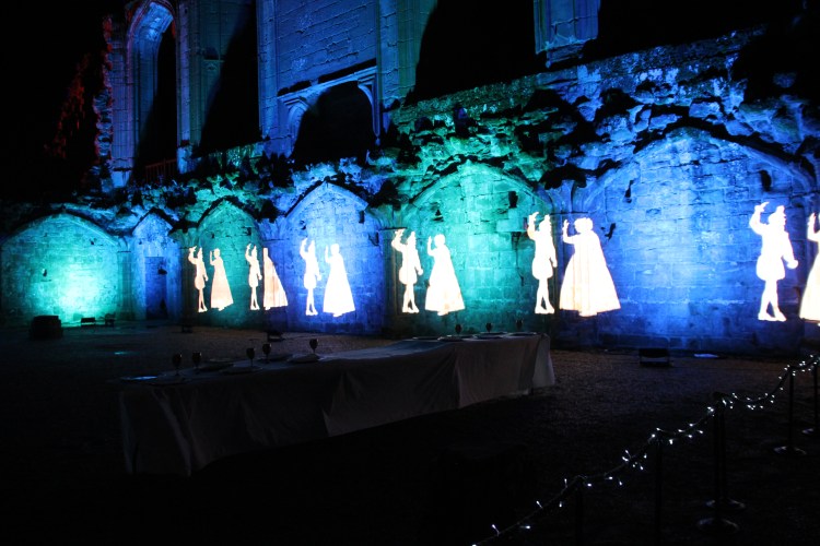 images of dancing figures on the wall of John of Gaunt's Great Hall at Kenilworth Castle 15 Dec 2017 - photo credit Abigail Robinson