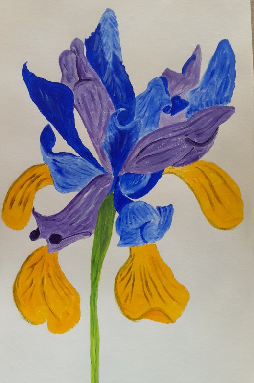 blue and purple iris in acrylic paint SC Skillman lockdown art