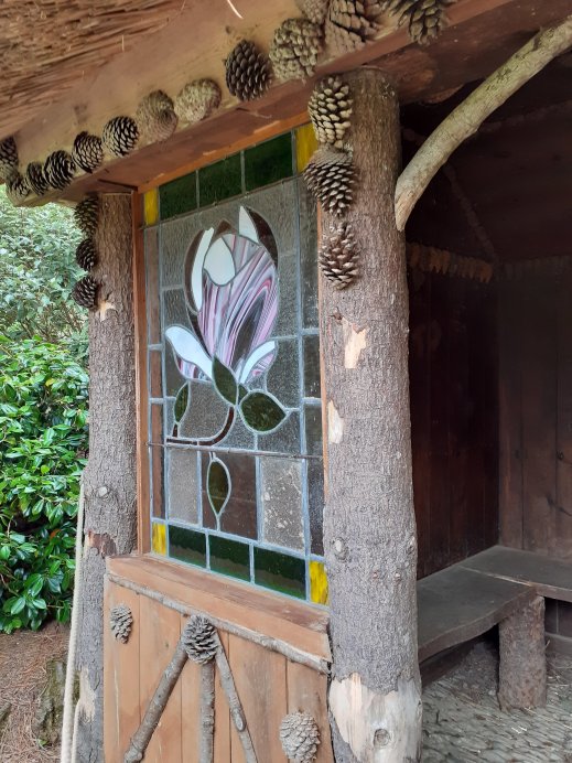 thatched gazebo Trellisick gardens Cornwall SC Skillman