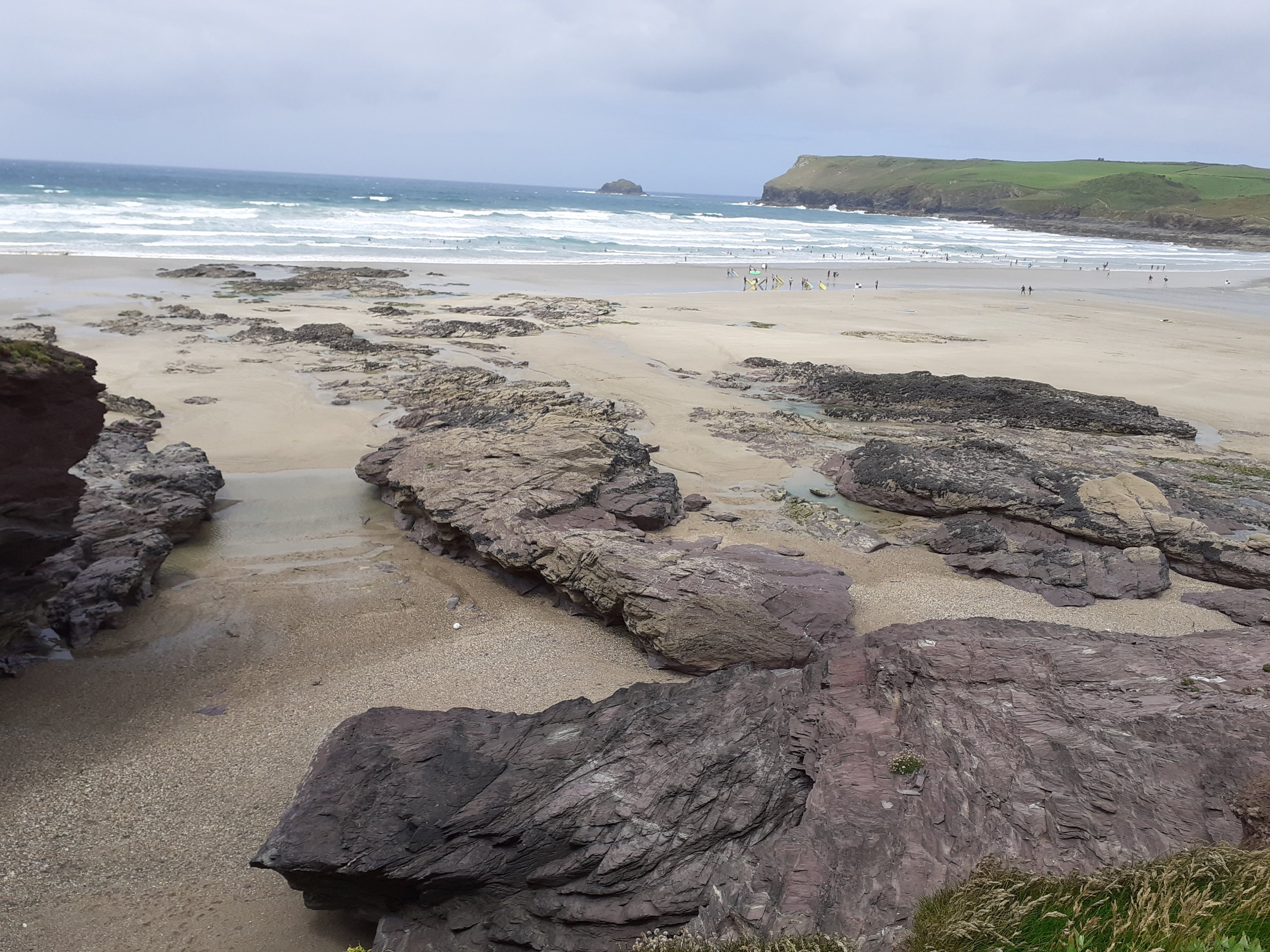 Beach sand rocks Mawgan Porth Cornwall SC Skillman