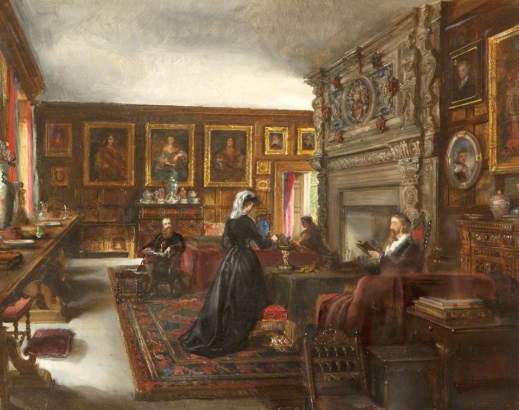 The Quartet in the Great Hall Baddesley Clintond painting by Rebecca Orpen Paranormal Warwickshire SC Skillman